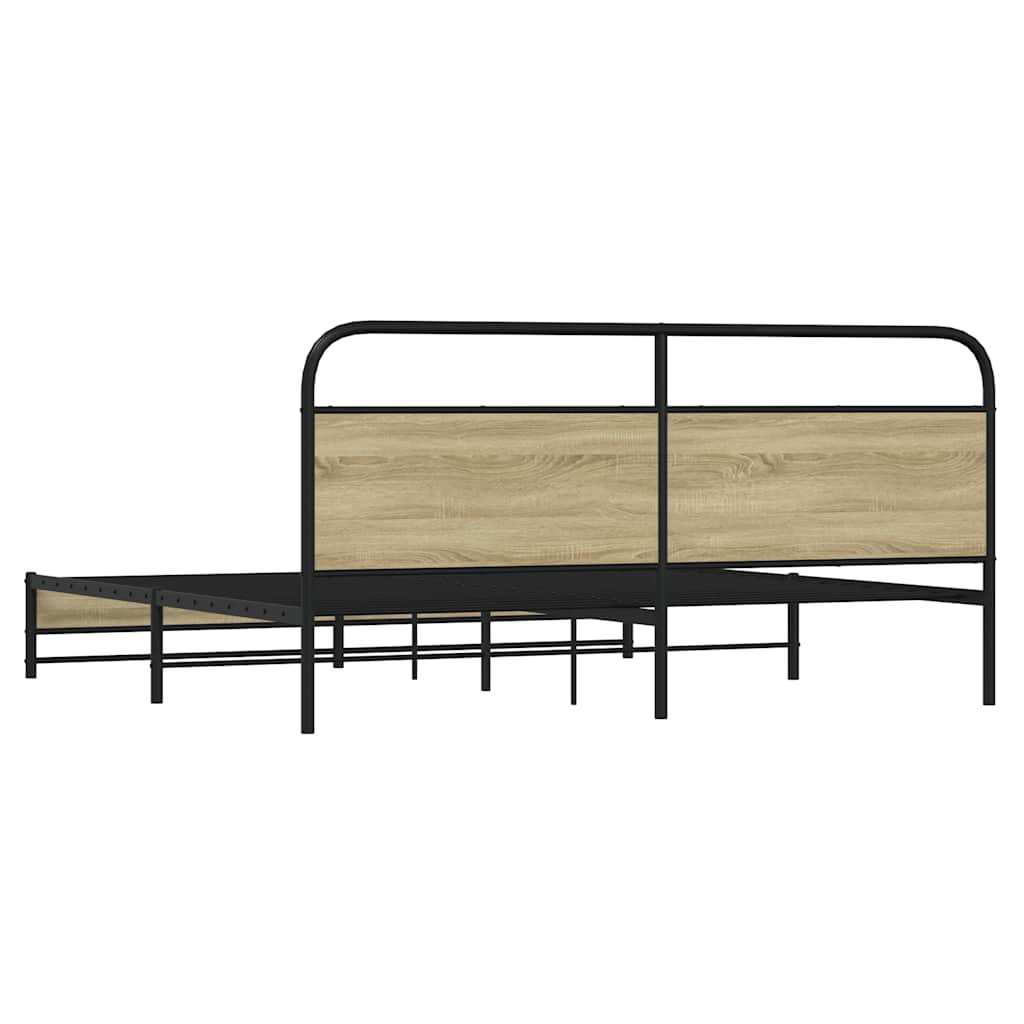 Sengeramme i metall uten madrass sonoma eik 183x213 cm