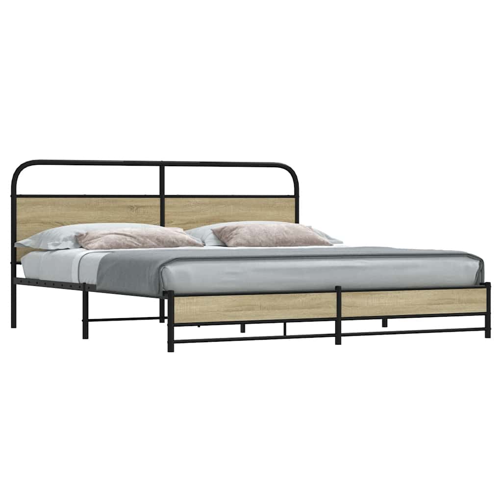 Sengeramme i metall uten madrass sonoma eik 183x213 cm