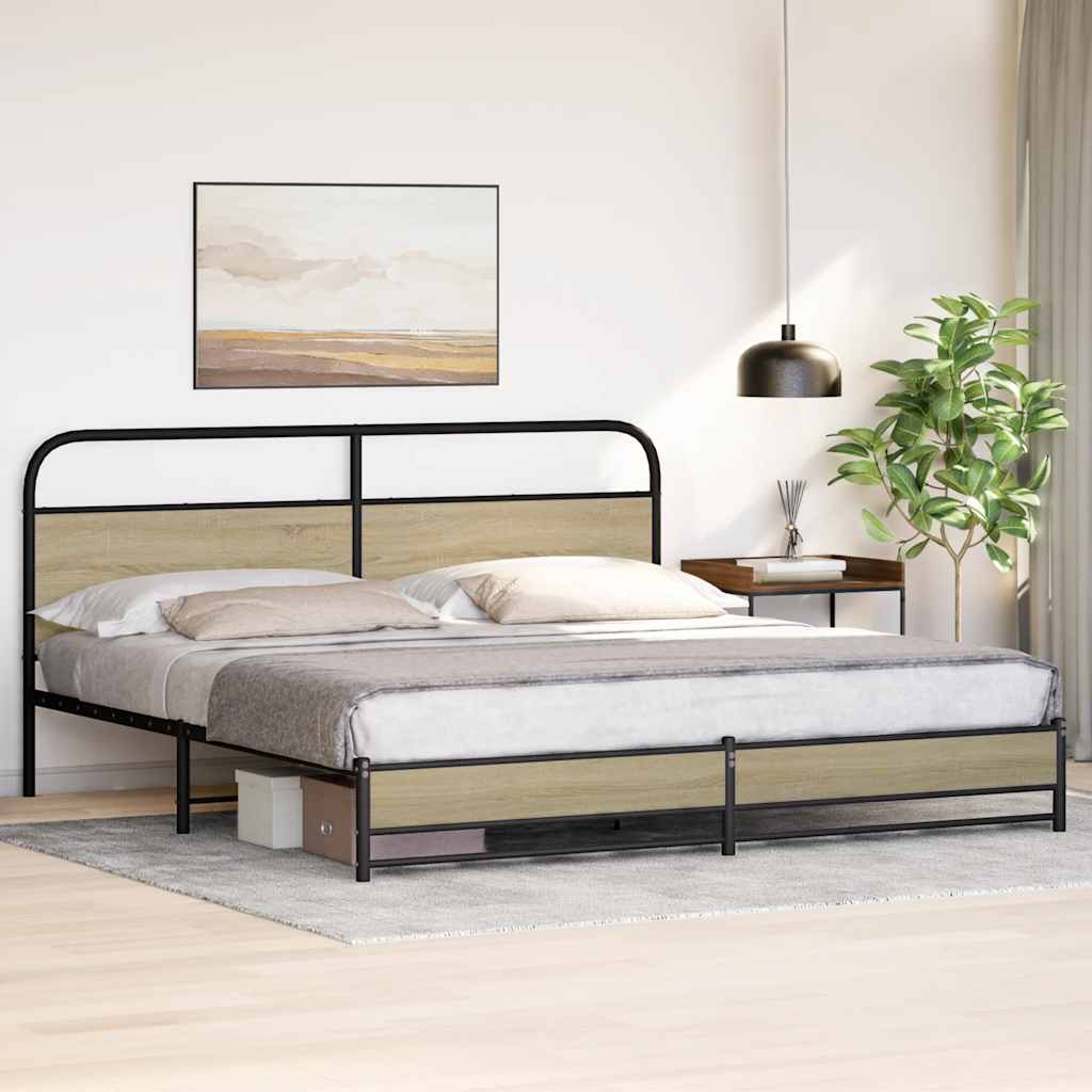 Sengeramme i metall uten madrass sonoma eik 193x203 cm