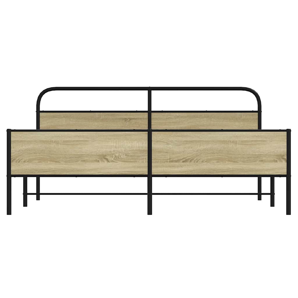 Sengeramme i metall uten madrass sonoma eik 180x200 cm