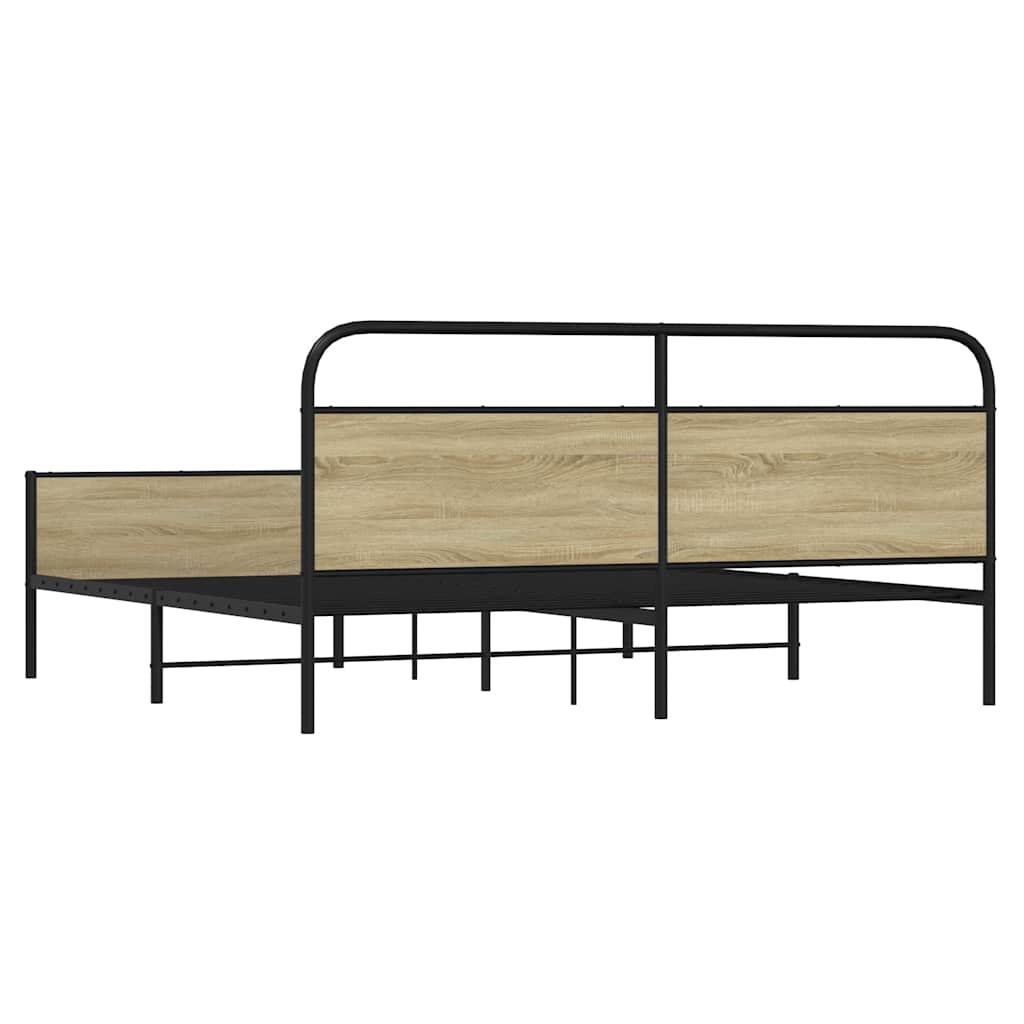 Sengeramme i metall uten madrass sonoma eik 180x200 cm