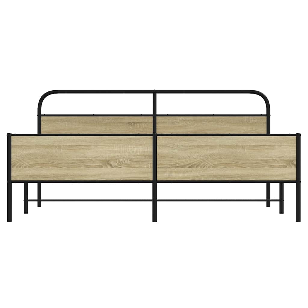 Sengeramme i metall uten madrass sonoma eik 183x213 cm