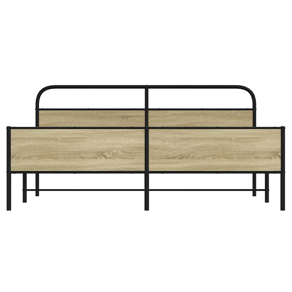 Sengeramme i metall uten madrass sonoma eik 200x200 cm