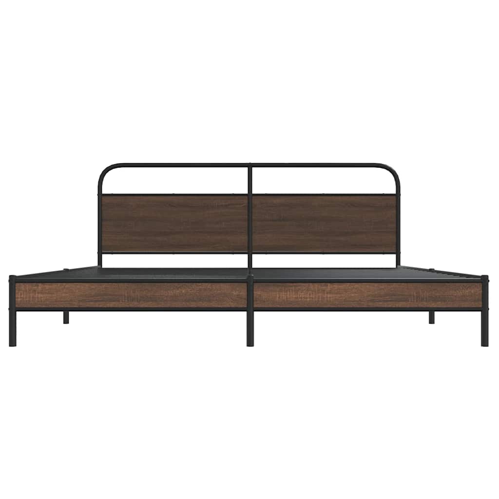 Sengeramme i metall uten madrass brun eik 180x200 cm