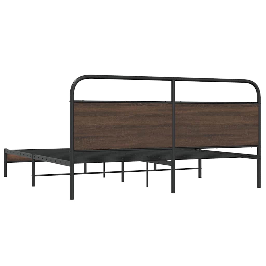 Sengeramme i metall uten madrass brun eik 200x200 cm