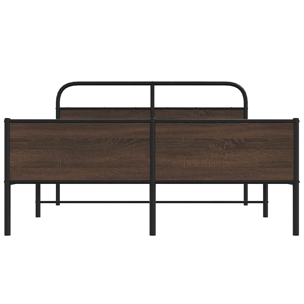 Sengeramme i metall uten madrass brun eik 150x200 cm