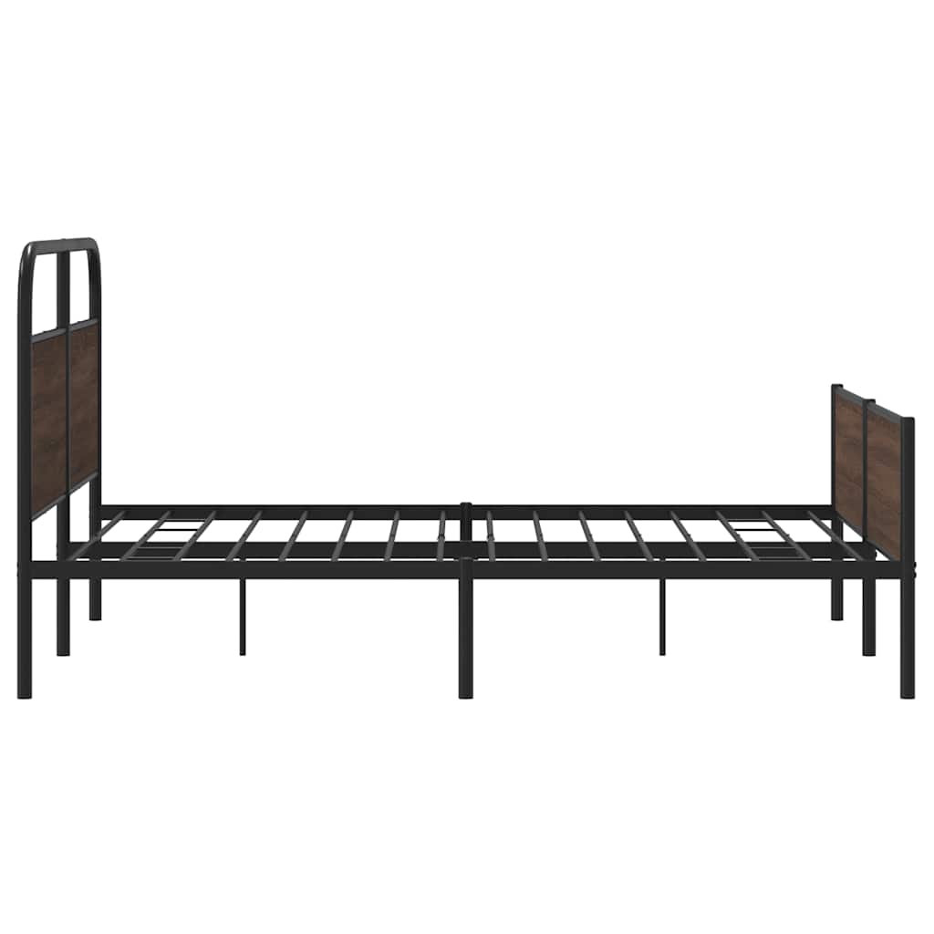 Sengeramme i metall uten madrass brun eik 150x200 cm