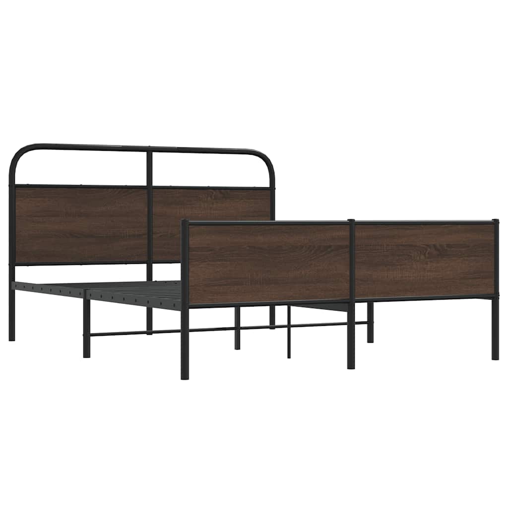 Sengeramme i metall uten madrass brun eik 160x200 cm