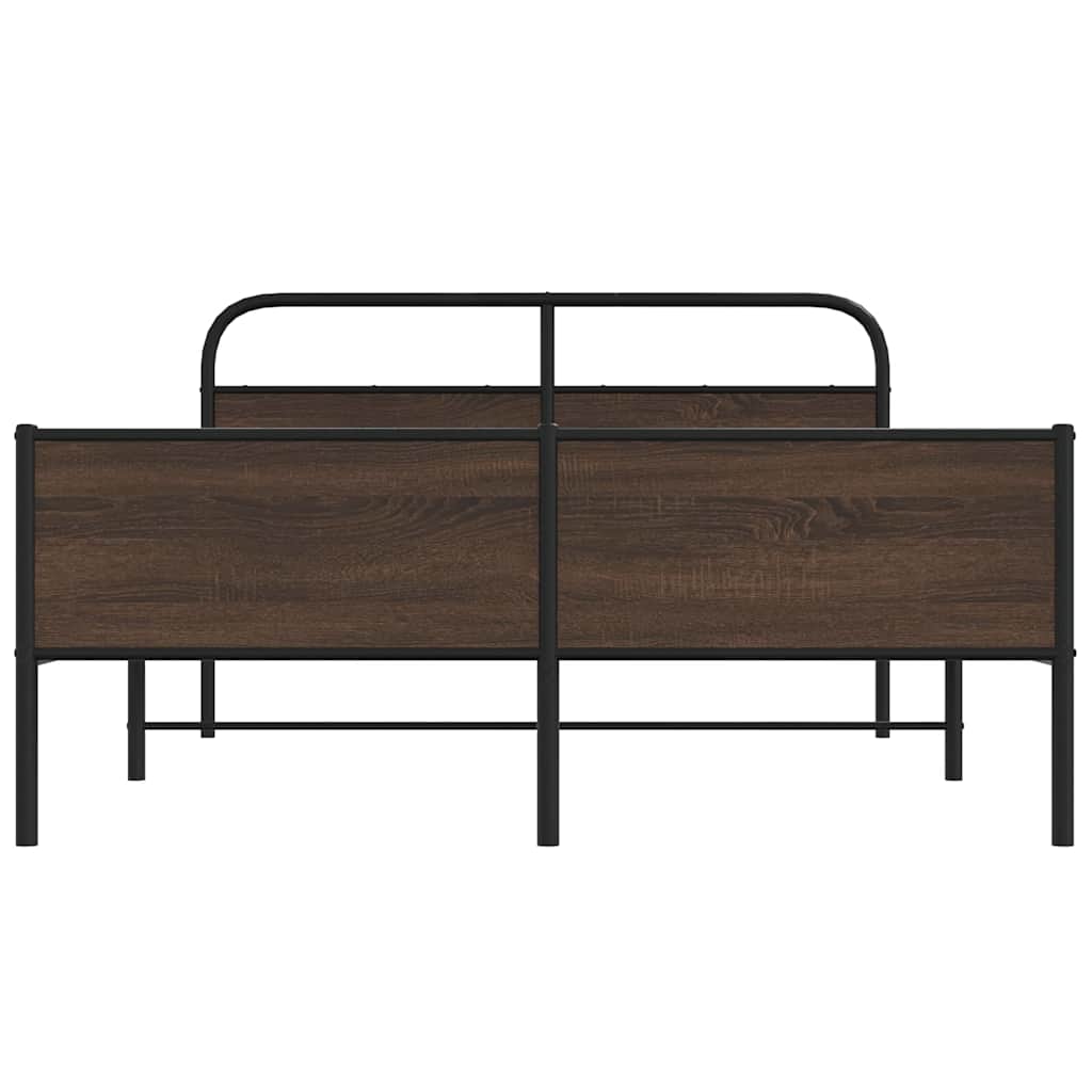 Sengeramme i metall uten madrass brun eik 160x200 cm