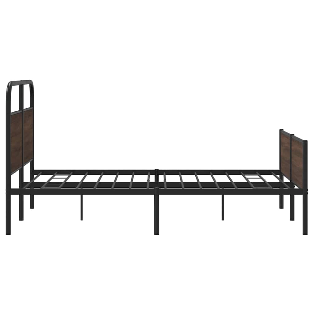 Sengeramme i metall uten madrass brun eik 160x200 cm