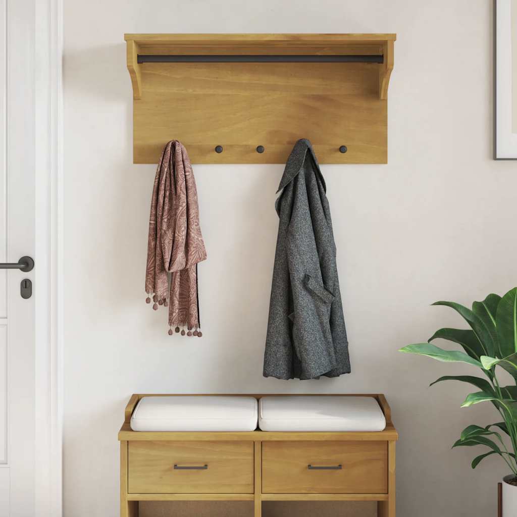 Veggmontert knaggrekke SANDNES 87x30x42 cm heltre furu