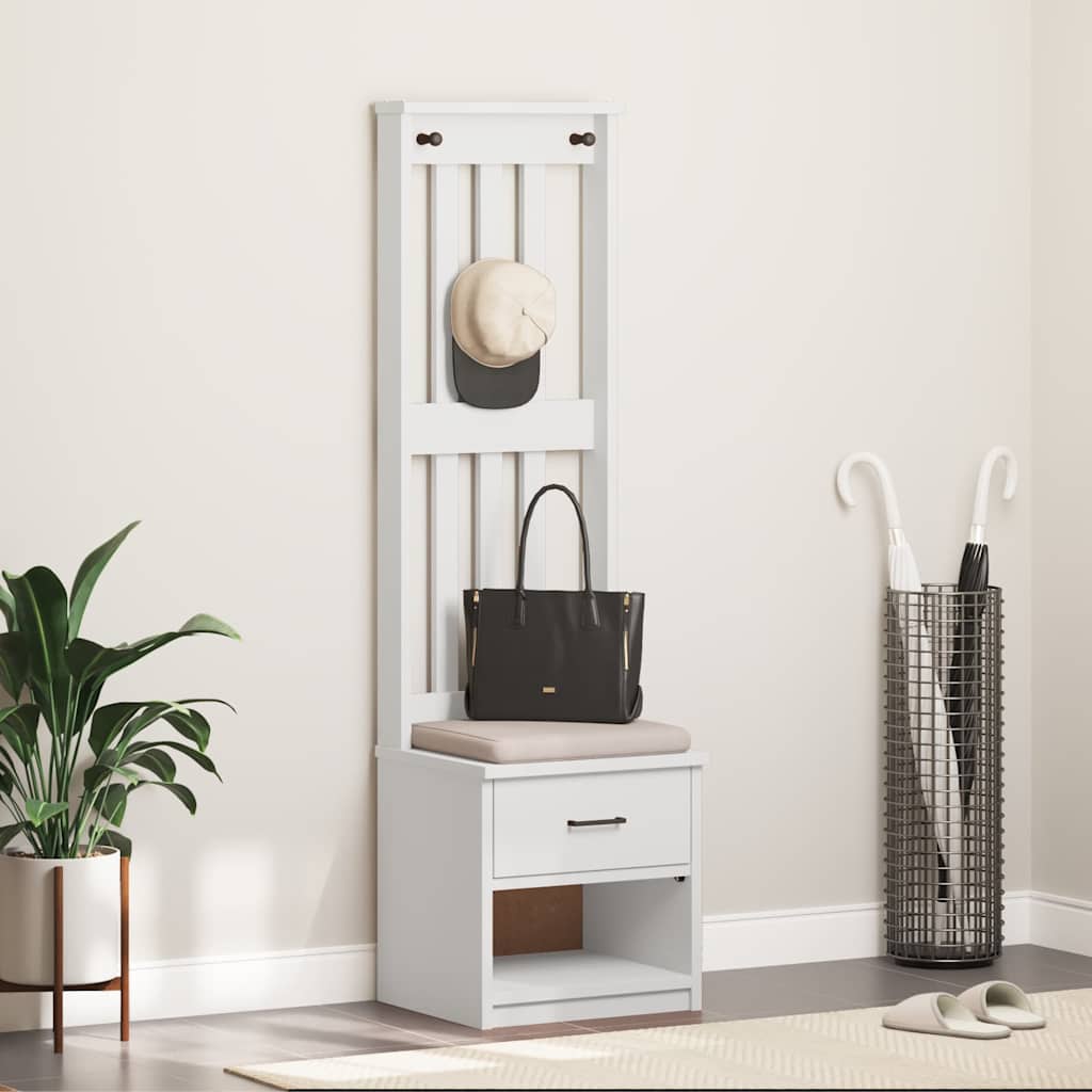 Halltre SANDNES hvit 45x40x159,5 cm heltre furu