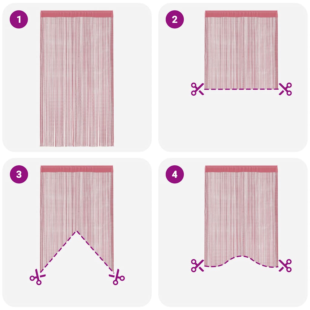 Snøregardiner 2 stk rosa 100x250 cm