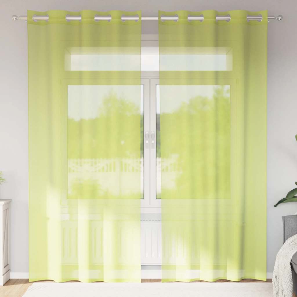 Voilegardiner med grommets 2 stk eplegrønn 140x225 cm