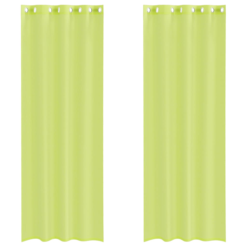 Voilegardiner med grommets 2 stk eplegrønn 140x260 cm