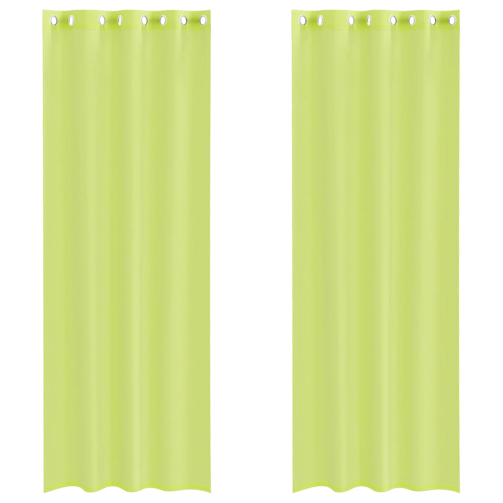 Voilegardiner med grommets 2 stk eplegrønn 140x300 cm
