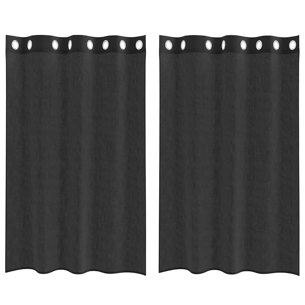 Voilegardiner med grommets 2 stk svart 140x175 cm
