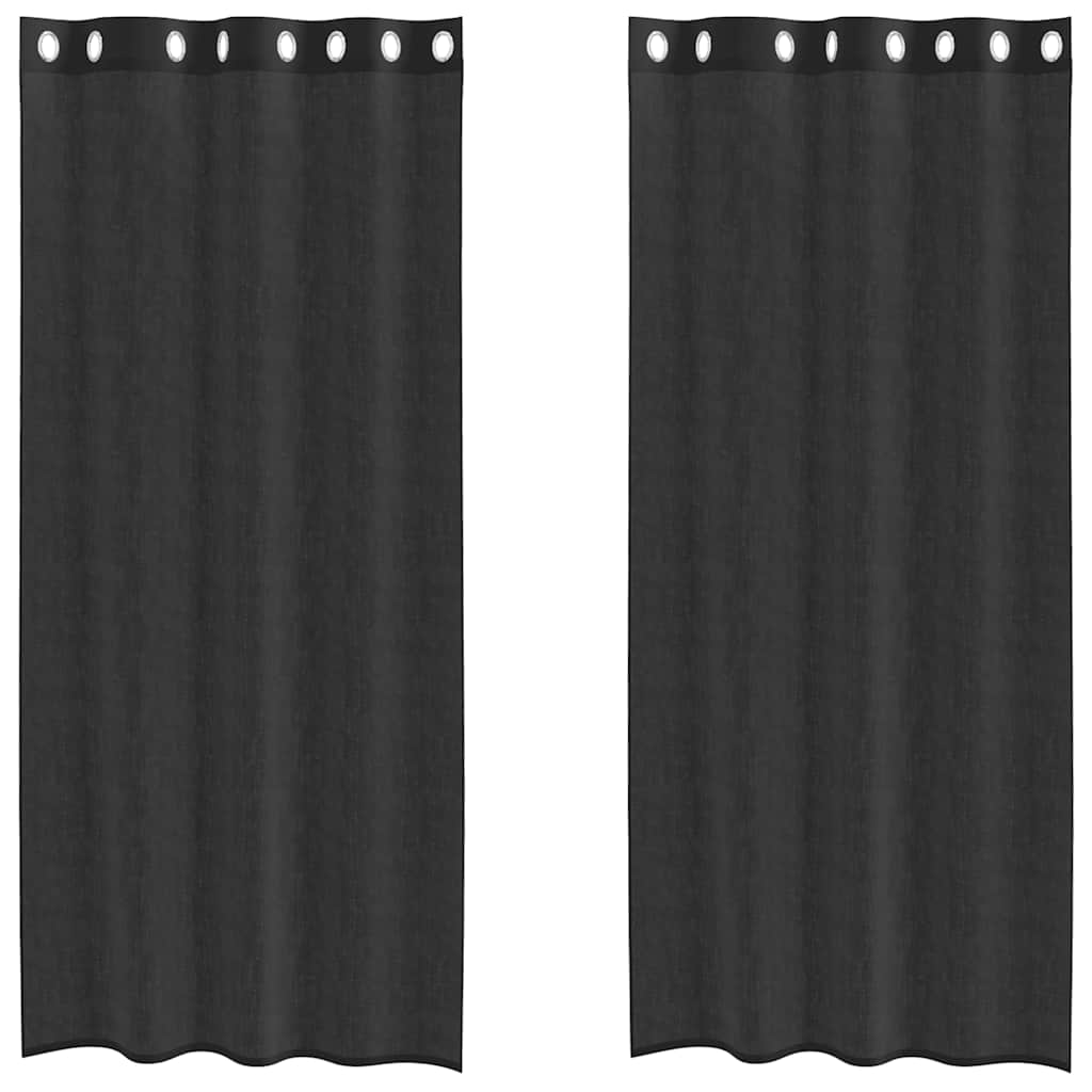 Voilegardiner med grommets 2 stk svart 140x225 cm