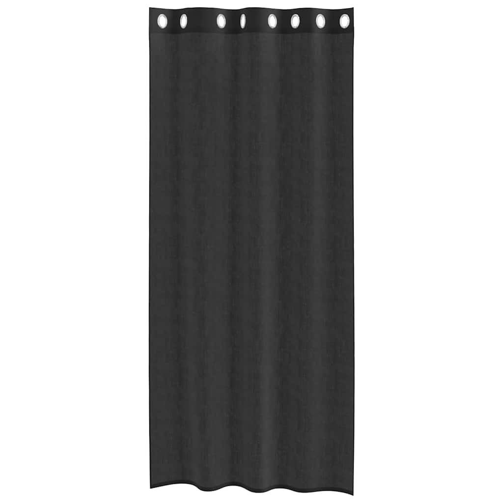 Voilegardiner med grommets 2 stk svart 140x225 cm