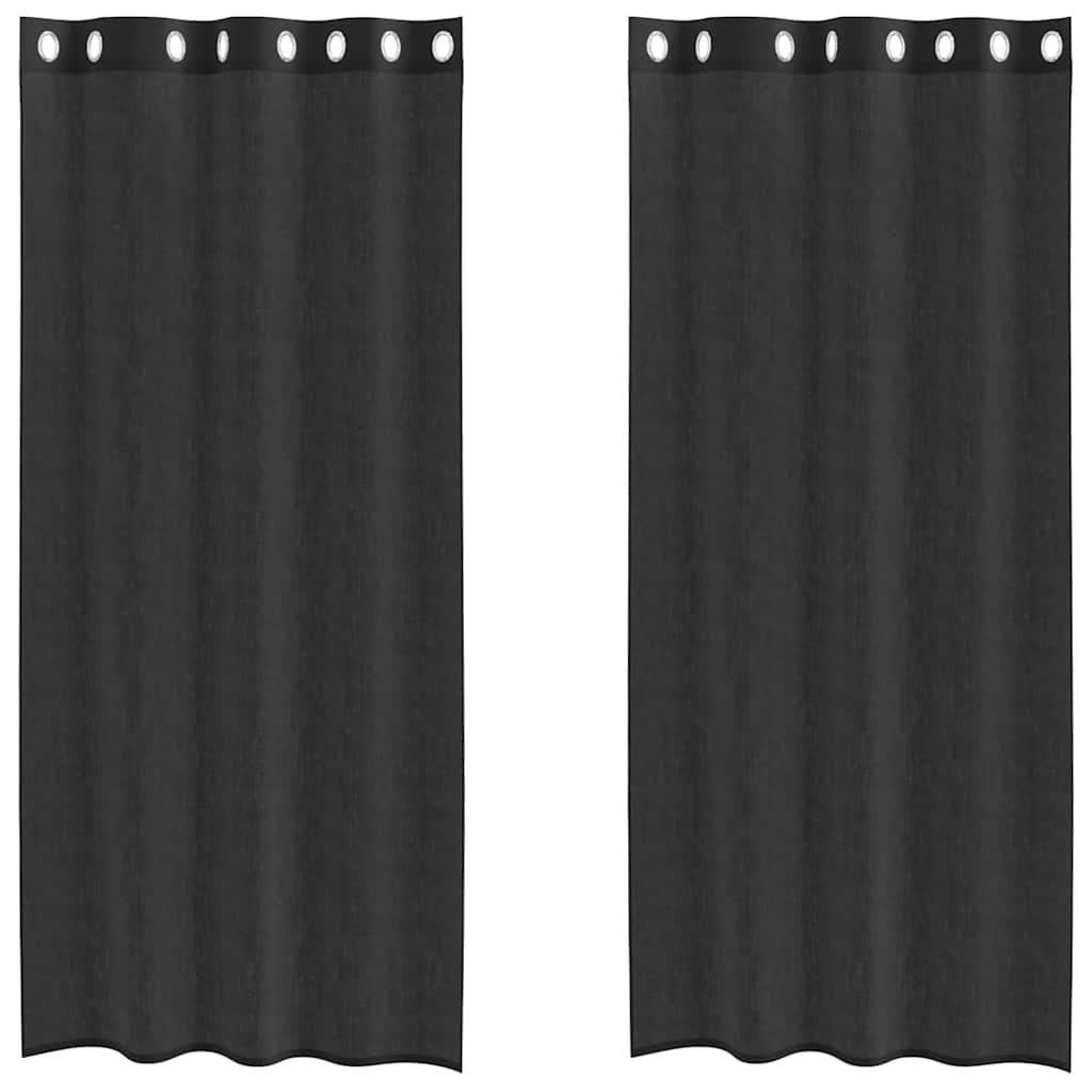 Voilegardiner med grommets 2 stk svart 140x245 cm