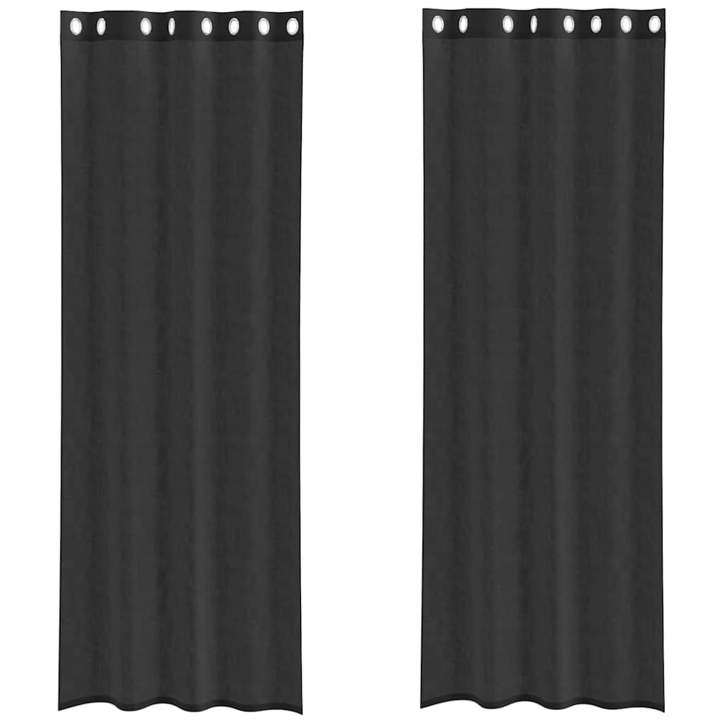 Voilegardiner med grommets 2 stk svart 140x260 cm