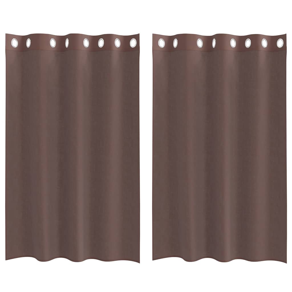 Voilegardiner med grommets 2 stk brun 140x175 cm