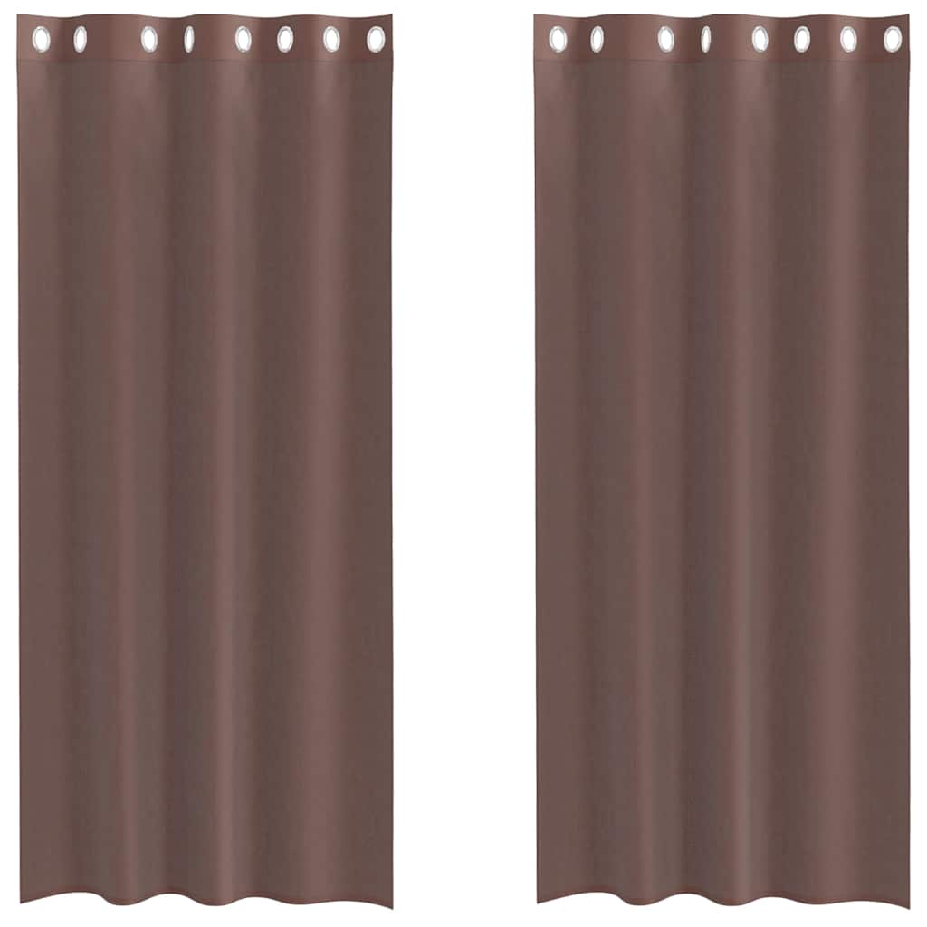 Voilegardiner med grommets 2 stk brun 140x225 cm