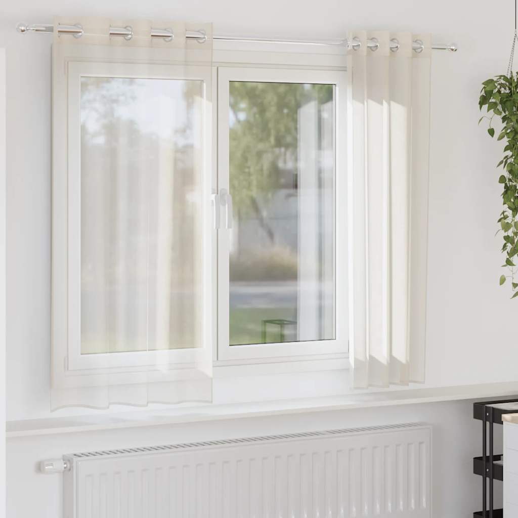 Voilegardiner med grommets 2 stk krem 140x140 cm