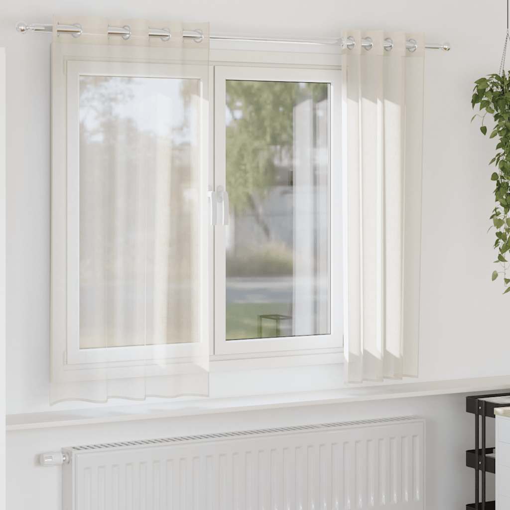 Voilegardiner med grommets 2 stk krem 140x175 cm