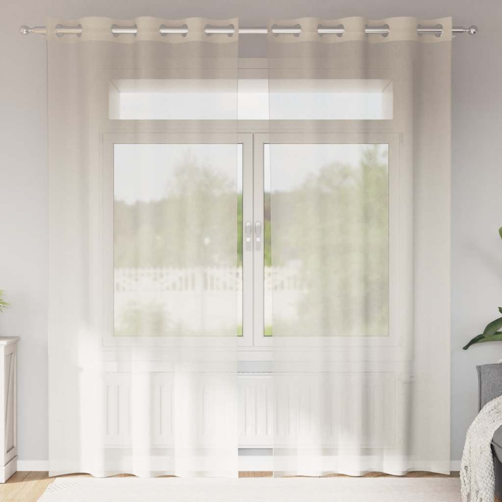 Voilegardiner med grommets 2 stk krem 140x225 cm