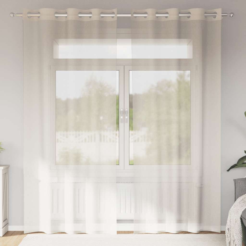 Voilegardiner med grommets 2 stk krem 140x245 cm