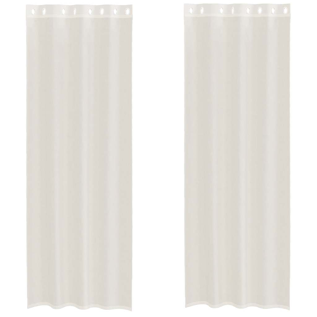Voilegardiner med grommets 2 stk krem 140x260 cm