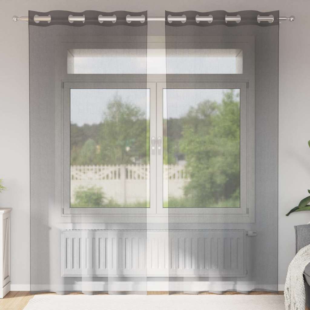 Voilegardiner med grommets 2 stk mørkegrå 140x245 cm