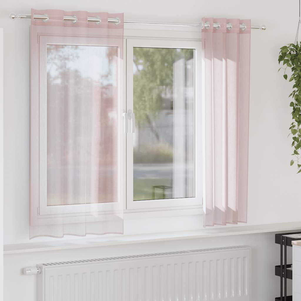 Voilegardiner med grommets 2 stk lyserosa 140x175 cm