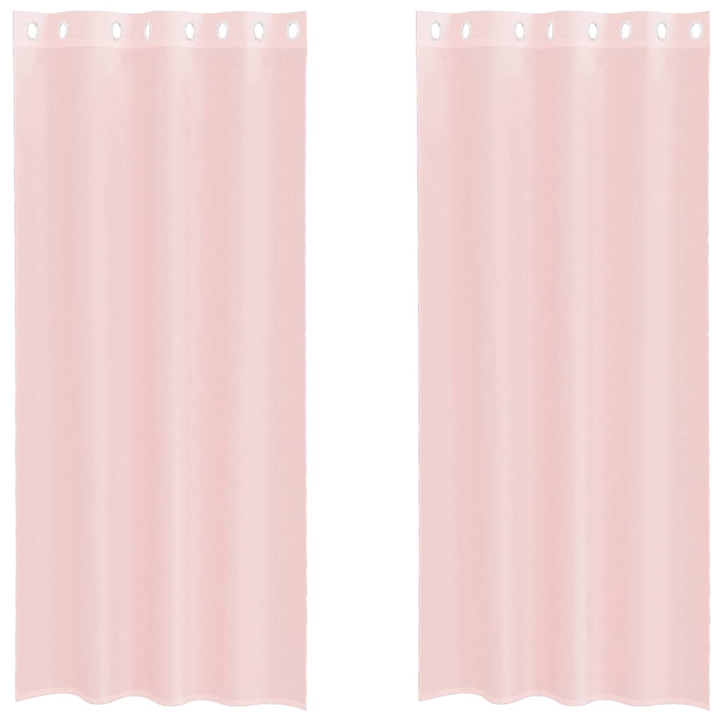 Voilegardiner med grommets 2 stk lyserosa 140x225 cm