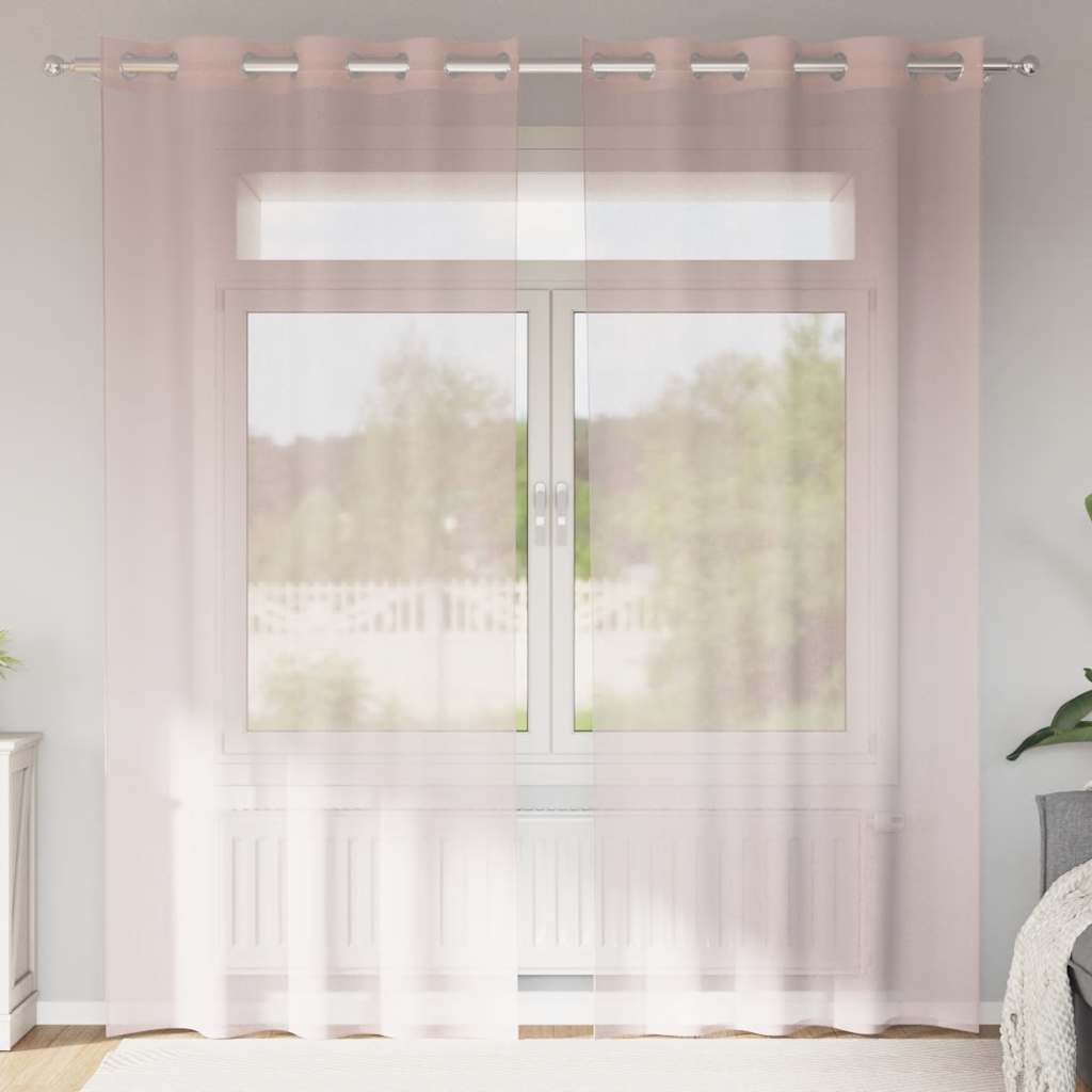 Voilegardiner med grommets 2 stk lyserosa 140x225 cm