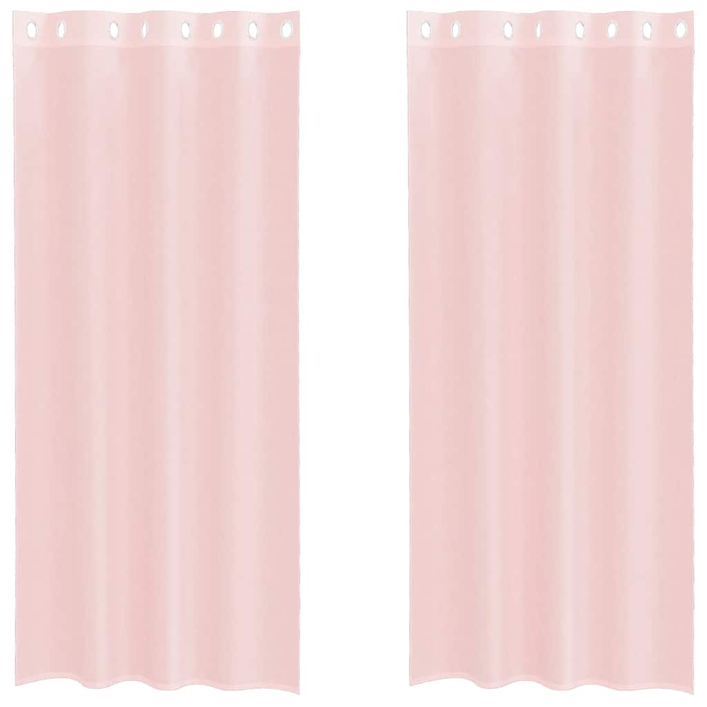 Voilegardiner med grommets 2 stk lyserosa 140x245 cm