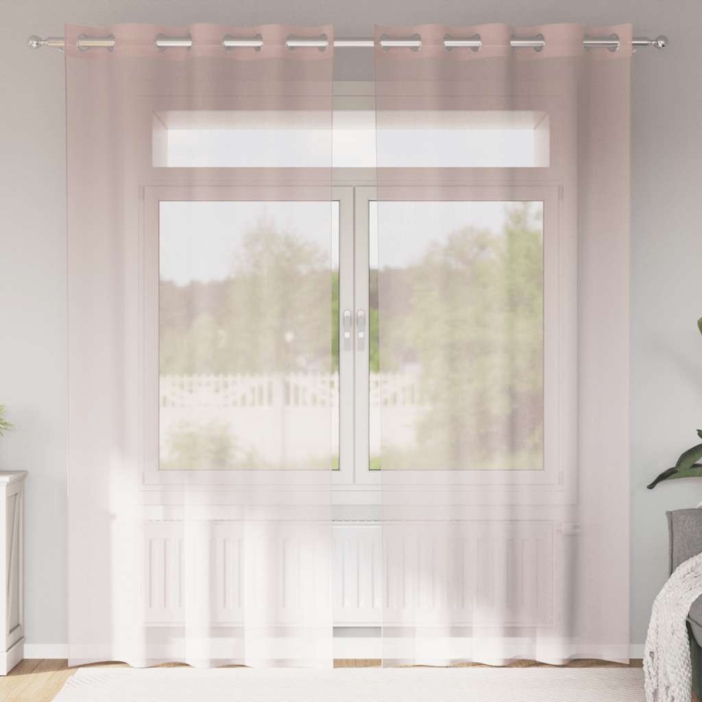 Voilegardiner med grommets 2 stk lyserosa 140x245 cm
