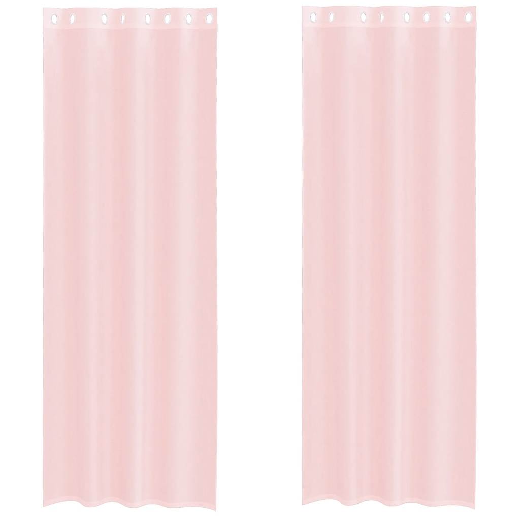 Voilegardiner med grommets 2 stk lyserosa 140x260 cm