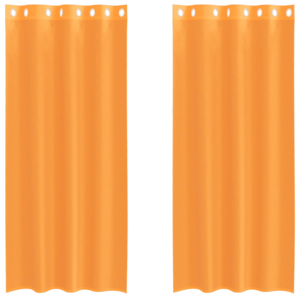 Voilegardiner med grommets 2 stk oransje 140x245 cm