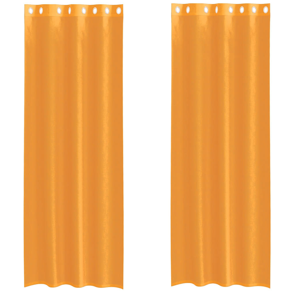Voilegardiner med grommets 2 stk oransje 140x260 cm