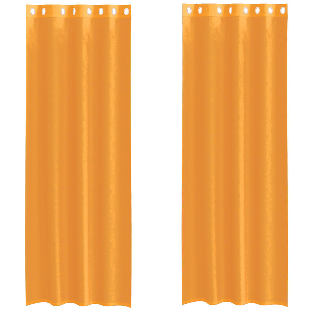 Voilegardiner med grommets 2 stk oransje 140x300 cm