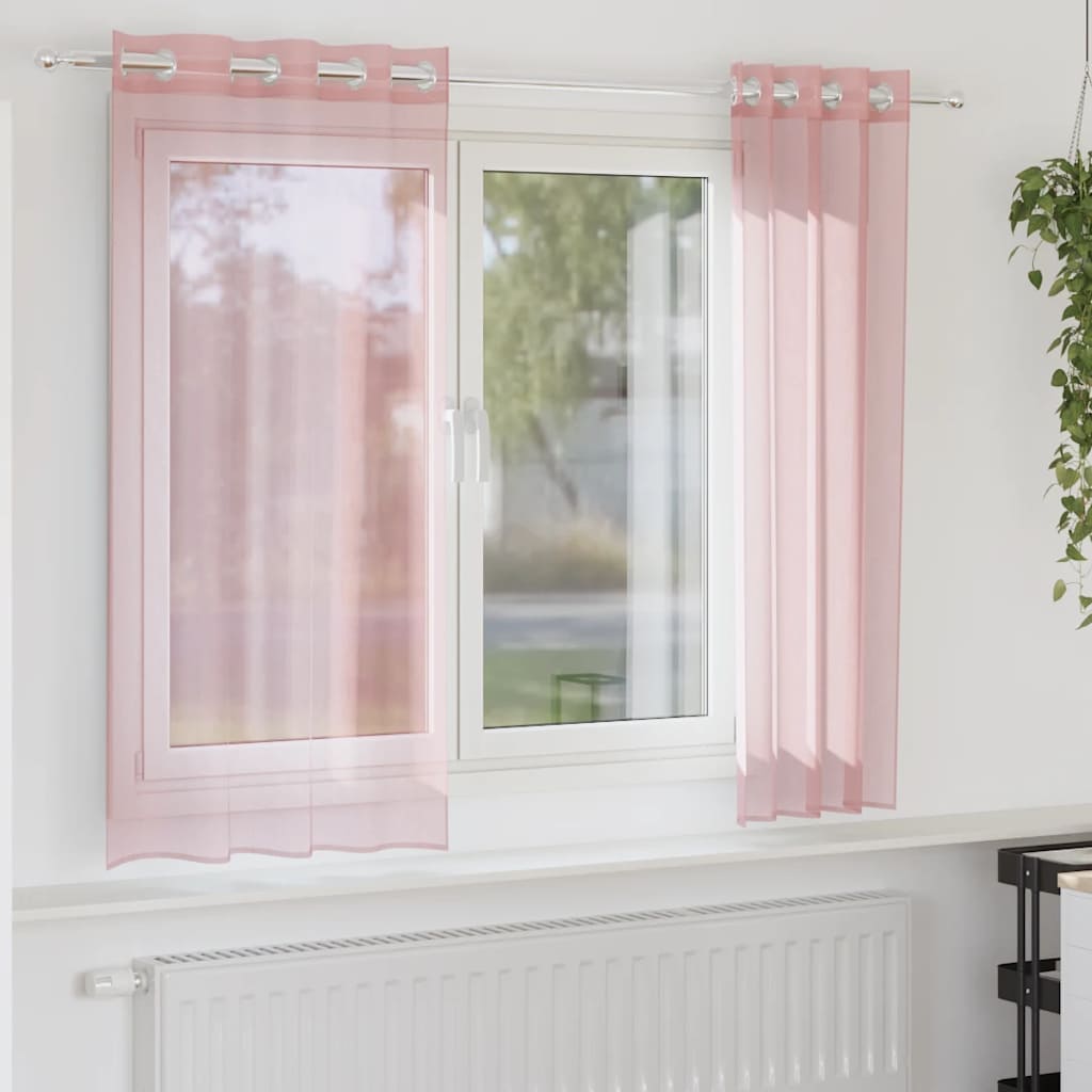 Voilegardiner med grommets 2 stk rosa 140x175 cm
