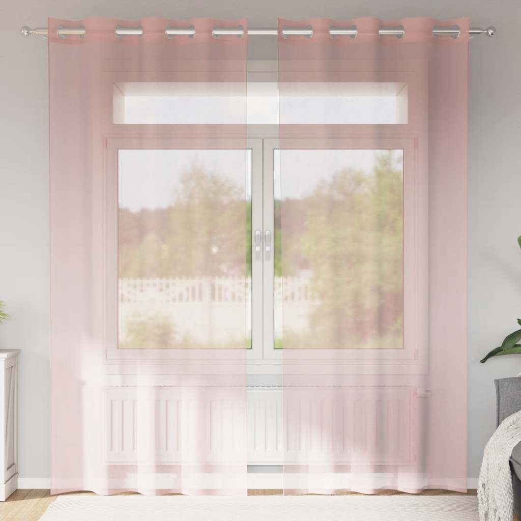 Voilegardiner med grommets 2 stk rosa 140x225 cm