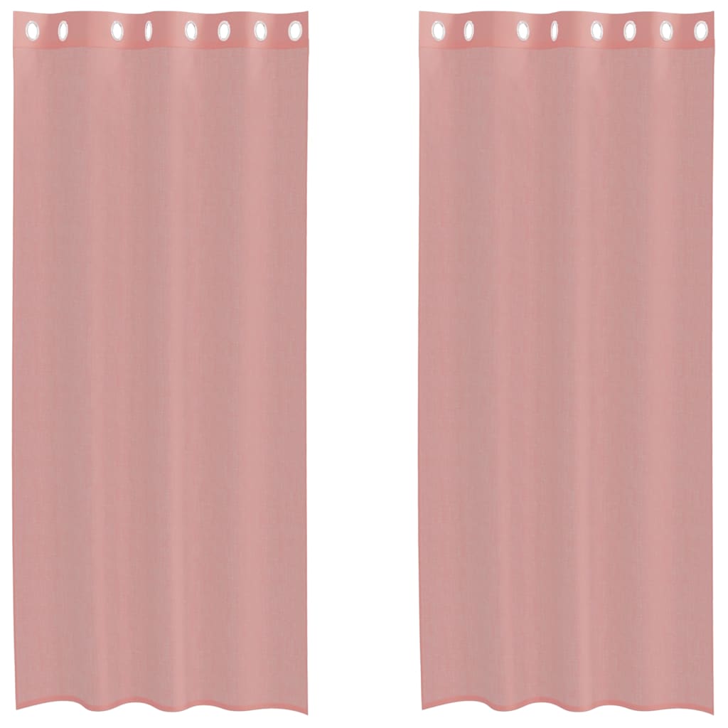 Voilegardiner med grommets 2 stk rosa 140x245 cm