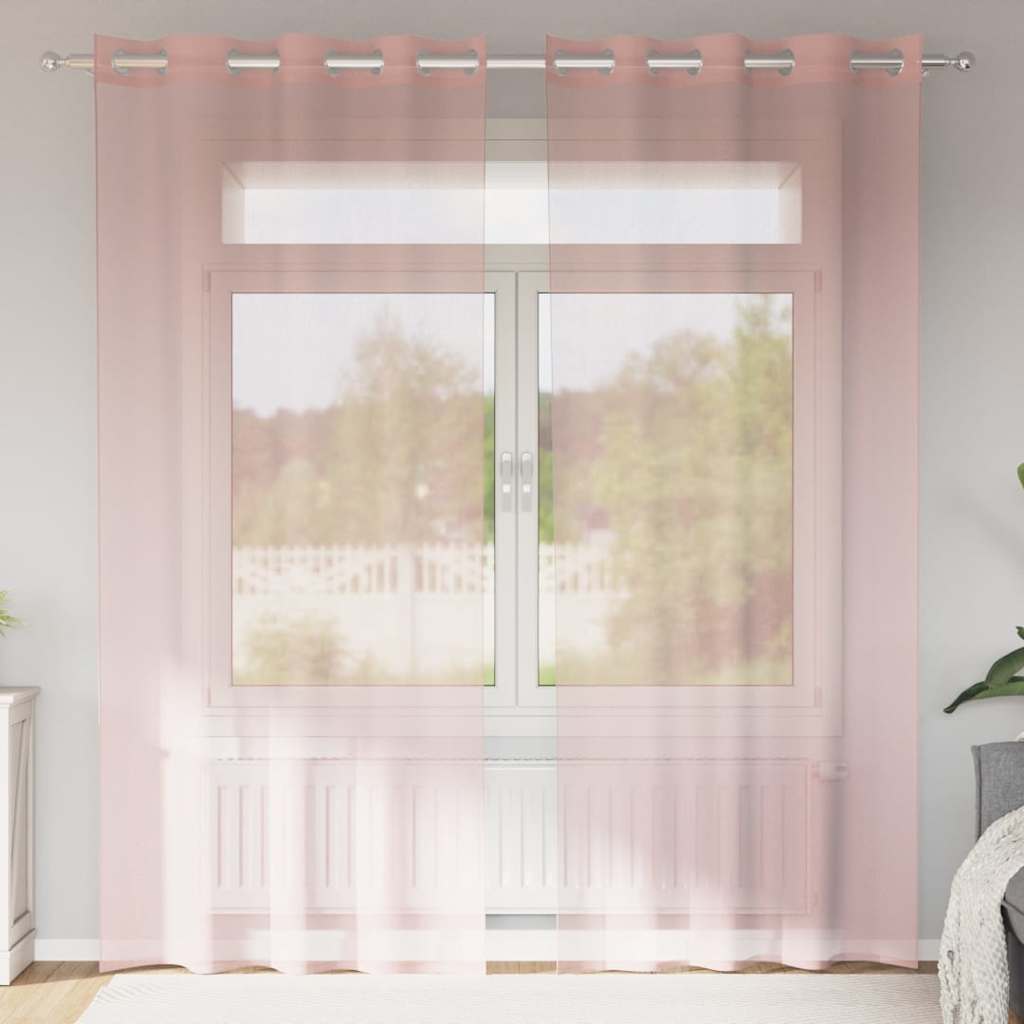 Voilegardiner med grommets 2 stk rosa 140x245 cm