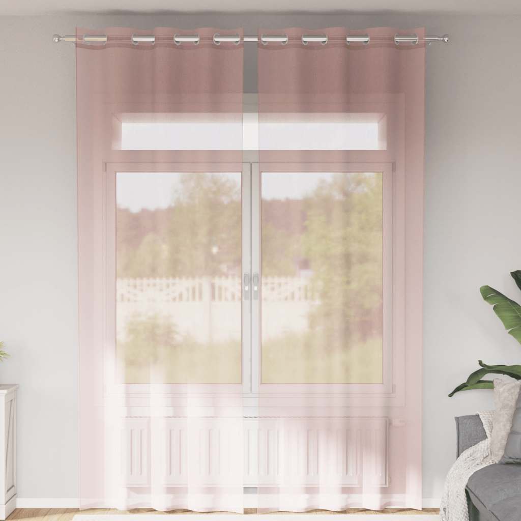 Voilegardiner med grommets 2 stk rosa 140x260 cm