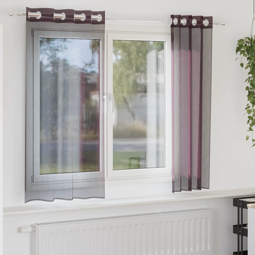 Voilegardiner med grommets 2 stk lilla 140x140 cm