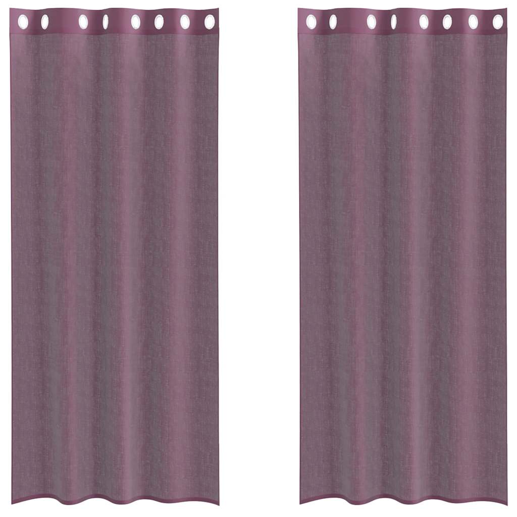Voilegardiner med grommets 2 stk lilla 140x225 cm