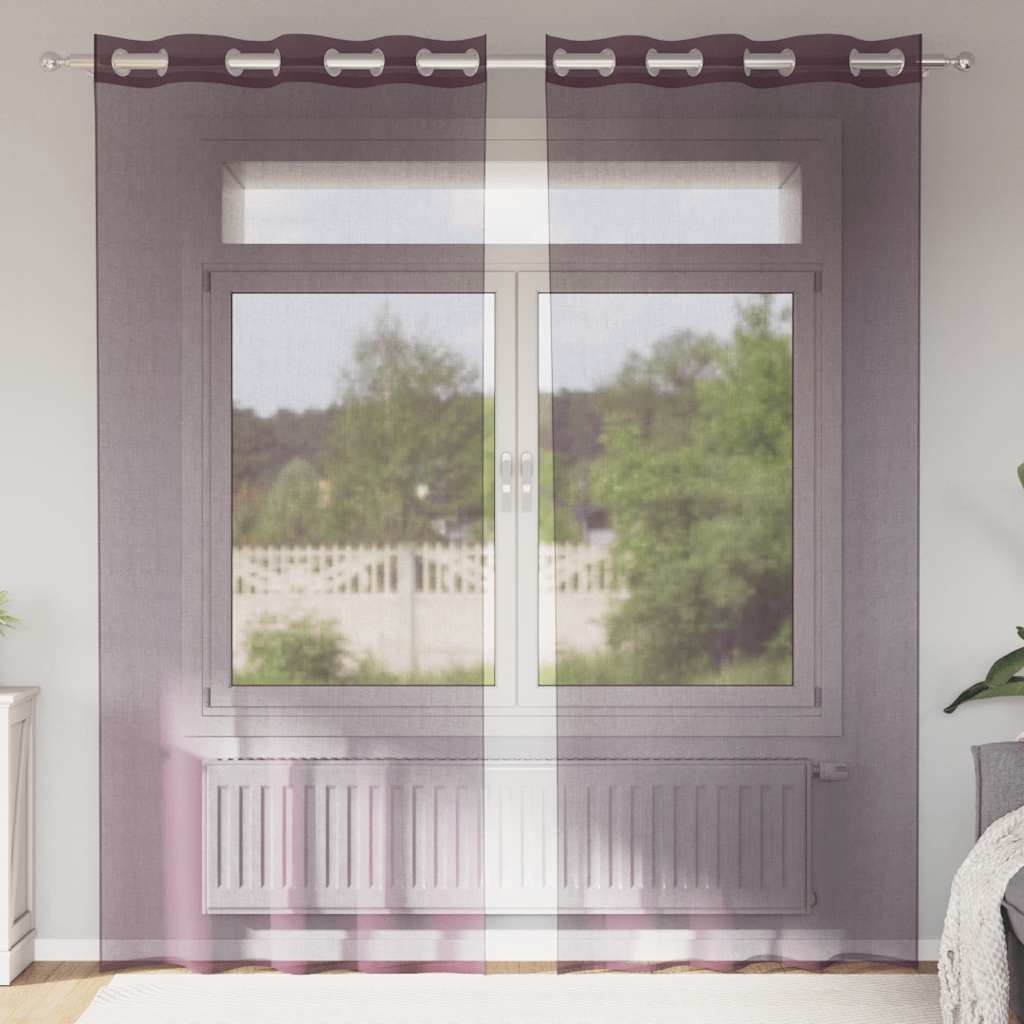 Voilegardiner med grommets 2 stk lilla 140x225 cm
